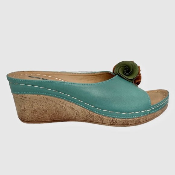 GOOD CHOICE SYDNEY Slip-On Wedge Women's Sandals Blue Size 6.5 - Picture 2 of 8